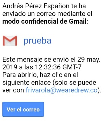 Modo confidencial de Gmail con contraseña SMS